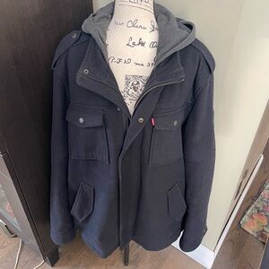 Levi’s Men's Black Hooded Wool Jacket